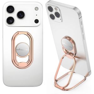 MINDSKY Anneau de Support pour t&eacute;l&eacute;phone Portable - Rotation &agrave; 360&deg; - Ultra Fin - Pliable - Compatible avec iPhone, iPad, Smartphones, (avec Support magn&eacute;tique Universel pour Voiture)-Creux Or Rose - Neuf