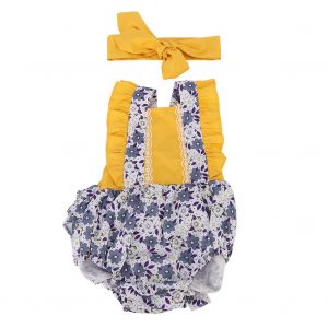 Combinaison D'ete Deux Pieces Pour Bebe Fille, Sans Manches, Imprime Floral, Avec Bandeau Et Bandeau (100) - Neuf