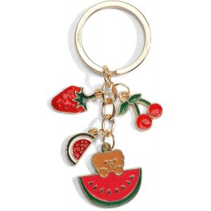 KAL-Porte-Cl&eacute;s Past&egrave;que Mignon Pour Femme, Porte-Cl&eacute;s De Dessin Anim&eacute;, Pendentif De Sac, Sac &Agrave; Cartes, Porte-Cl&eacute;s De Voiture, Bijou De Sac, Or, S - Neuf