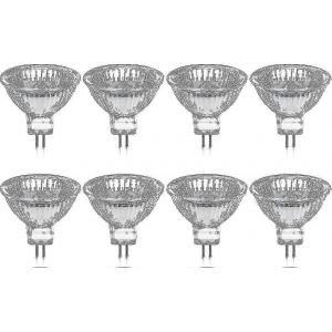 Paquet De 8 Ampoules Halogènes À Intensité Variable Gu5.3 Mr16 35w 12v 2800k Blanc Chaud 400lm Couvercle En Verre - Neuf