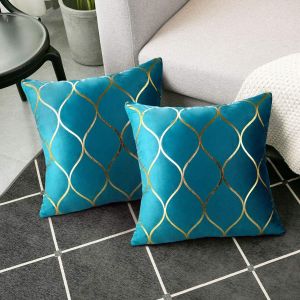 Trahoo-Housse De Coussin 45x45 Turquoise En Velours Housses De Coussins De Canap&eacute; D&eacute;coratifs 2 Pack Housses De Coussin En Velours Turquoise Pour Canap&eacute; Coussins Salon Chambre - Neuf