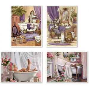 Dcidbei 30x40cm 4 Pack Broderie Diamant Baignoire, Diamond Painting 5d Complet Bebe Ange, Kit Strass Rond Cristal Art Pour Decoratio - Neuf