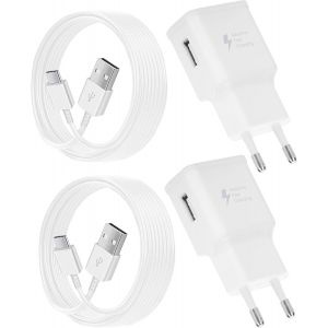 2-Pack Chargeur Rapide Et C&acirc;ble Usb Type C Pour Samsung Galaxy A15 A14 A13 A04S A05S A71 A55 A54 A53 A42 A35 A34 A33 A25 A23 [J213] - Neuf