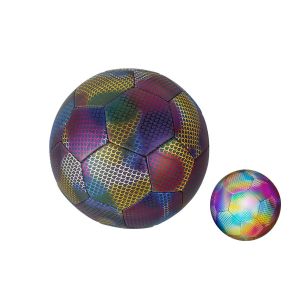 Ballon De Football R&eacute;fl&eacute;chissant Lumineux Pour L'entra&icirc;nement Nocturne - Taille 5, Cuir Pu R&eacute;sistant, Couleurs Assorties - Neuf