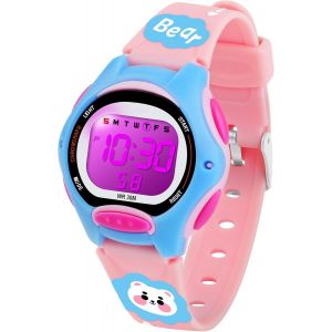 Bnhgc-Montre Enfant Garcon Fille, Montre Digitale Enfant 7 Lumières Colorées, Chronomètre, Affichage De Date Et Semaine, Mode 12/24h, 30m Étanche - Neuf
