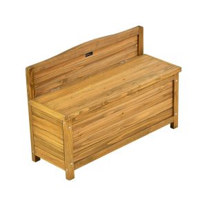 Banc Coffre De Jardin En Bois "Ben" - 90 X 33 X 60 Cm - Marron - Neuf