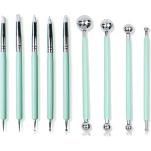 Mevronisshop-Outils Poterie, 9 Pi&egrave;ces Outils De Sculpture En Argile Avec Boule &Agrave; Modeler Et Pointe En Caoutchouc Souple Kit D'outils Poterie Pour La Fabrication D'argile D&eacute;coration De G&acirc;teau Fondant - Neuf