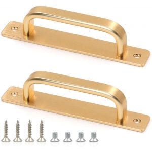 Yujtg-Lot De 2 Poignées De Porte En Métal Massif Doré Avec Plaques Et Vis, 147 Mm, En Alliage D'aluminium Sans Perforation, Pour Armoire, Placard, Tiroir - Neuf
