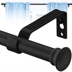 Tringles À Rideaux-Tringles À Rideaux D'extérieur Robustes De 76 À 157 Cm-Tringles À Rideaux Ajustables De 1,6 Cm En Noir Mat Pour Le Patio,Les Portes Coulissantes En Verre,Le - Neuf