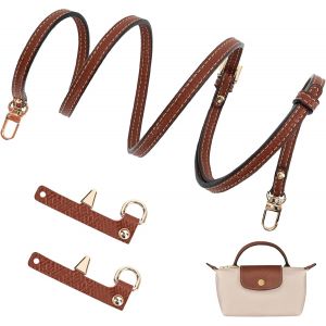 RFCBC-Bandouliere pour Sac Longchamp Mini Noir Femme, Cuir Laniere Sac Longchamp Bandouliere, Bandoulière pour Sac a Main Longchamp, Sangle Sac Bandouliere pour Longchamp Sac Pliage Mini (Marron) - Neuf