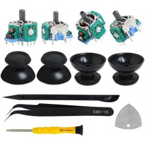 Lkljij-Ps5 Joystick Thumbstick Remplacement Accessoires Avec Outils Réparation, Ps5 Analogique 3d Module Avec 4 Modules 3d Remplacement Capuchons, Tournevis, Outils D¿Ouverture, Anti-Dérive - Neuf