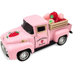Trahoo-D&eacute;cor De Fraises, Camion En M&eacute;tal Vintage Avec Mini Fraises Artificielles Pour Centres De Table, D&eacute;coration De Fraise De Cuisine Pour Bol, Fraise D&eacute;coration De Table Pour F&ecirc;te D'&eacute;t&eacute; Maison Cad - Neuf