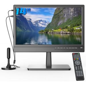 MEVRONISSHOP-Petits T&eacute;l&eacute;viseurs 14 Pouces(34cm),1080P Screen TV,avec Digital TNT et Antenne,HDMI USB et VGA Ports,DC-12V in pour Camping-Car/Moniteur/Cuisine - Neuf