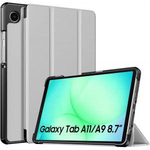 ELVORIX-Coque Compatible avec Samsung Galaxy Tab A11/A9 8,7 Pouces (2025/2023), &Eacute;tui de Protection Fin et L&eacute;ger avec Dos en PC Rigide, Gris Argent - Neuf
