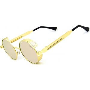 Style Ronde Vintage Polarisées Lunettes De Soleil Rétro Lunettes Uv400 Protection Métal Cadre - Neuf