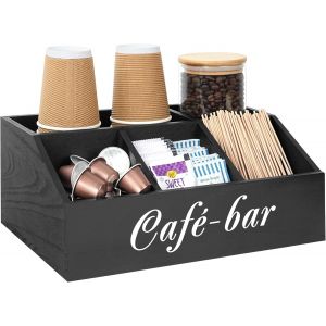 Rangement Cafe En Bois Pour Comptoir-Aménagement Coin Cafe & Accessoires Pour Bureau Moderne-Organisateur Cafe Pour De Plan De Travail De Cuisine-Coffee Station Salle De Pause - Neuf