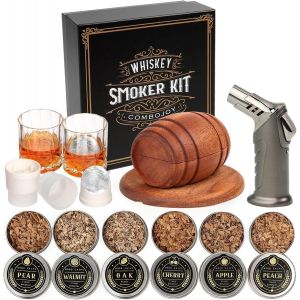 Vornixorsarlshopkit De Fumoir Pour Whisky Avec Chalumeau - 6 Ar&ocirc;mes De Copeaux De Bois, 2 Verres, 2 Moules &Agrave; Gla&ccedil;ons Sph&eacute;riques - Kit Fumoir Cocktail, Cadeau Homme, Anniversaire, F&ecirc;te Des P&egrave;res, No&euml;l - Neuf