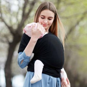 Porte-Bébé Élastique Tout-En-Un - Porte-Bébé - Écharpe Porte-Bébé - Écharpe Mains Libres - Cadeau De Naissance - Taille Unique (Noir Tendance) - Neuf