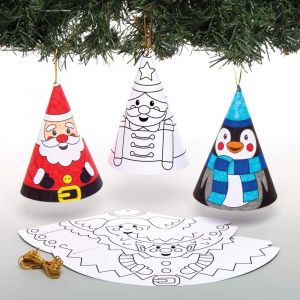 KALANKA-Décorations de Noël Coniques à colorier (Paquet de 12) - Loisirs créatifs festifs pour Enfants AW982 - Neuf