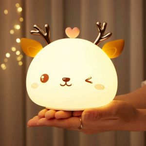 Veilleuse Bébé, Veilleuse Led Rechargeable Pour Enfants, Lampe De Chevet, Veilleuse En Silicone 7 Couleurs, Lumière Fauve Multicolore Avec Contrôle Tactile, Cadeau D'anniversaire - Neuf