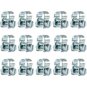 15 Pi&egrave;ces Collier de Serrage M&eacute;tallique Inox 8-10mm Colliers Serrage Collier Durite R&eacute;glables pour Pince Collier Echappement Tuyau de Carburant - Neuf