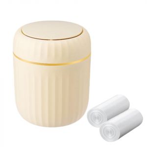 Mini Poubelle De Bureau En Plastique Avec Couvercle &Agrave; Pression, Pour Salon, Cuisine, Salle De Bain, Bureau, Voiture, Avec 60 Feuilles De Sacs Poubelle - Neuf