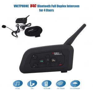 Casque interphone Bluetooth duplex integral VNETPHONE V4C 1200M pour arbitres, 4 utilisateurs - Neuf
