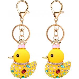KAL-Porte-Cl&eacute;s Canard De Dessin Anim&eacute; 2 Pi&egrave;ces, Porte-Cl&eacute;s Animaux Mignons, Porte-Cl&eacute;s En Strass, Porte-Cl&eacute;s Pour Femmes - Neuf
