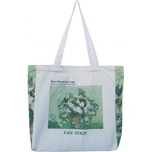 RFCBC-Sac en toile de jute imprimé vintage - Sac fourre-tout esthétique en toile de jute avec fermeture éclair - Sac à provisions - Grand sac à bandoulière - Sacs en tissu pour femme - Uni - Neuf