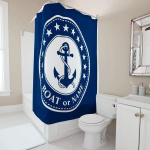 Rideau De Douche Avec Nom De Bateau Personnalis&eacute;,Tissu Imperm&eacute;able,Th&egrave;me Injecteur Nautique,D&eacute;coration D'Int&eacute;rieur,Cadeau Marin Personnalis&eacute;.Lk240729000086.W120Xh180Cm - Neuf