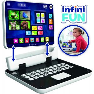 JGD-Taldec Infinifun, Mon Premier Ordinateur 2 en 1, Jouet électronique éducatif, Jouet d'imitation et Premier âge, Animaux, Chiffres, Alphabet - Neuf
