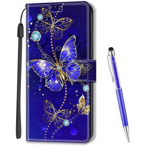 KAL-Coque Compatible Avec Nokia 1.4, Imprim&eacute; Color&eacute; Motif Portefeuille Housse En Cuir Synth&eacute;tique Avec Support Et Cartes Compartiments Pour Nokia 1.4 (Papillon B) - Neuf