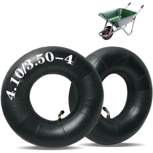 MEVRONISSHOP-Lot de 2 Chambre a Air Brouette, Chambre &agrave; Air 4.10/3.50-4 Pneu de Rechange pour Roue Pneumatique avec Une Forte Capacit&eacute; de Charge, Tige de Valve Incurv&eacute;e pour Brouette, Tondeuse - Neuf