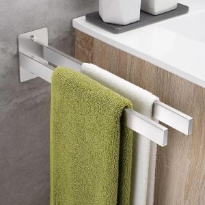 Eryi-Porte Serviette Salle De Bain,Porte Serviette Mural,Rod À Double Tige 304 Support De Serviette En Acier Inoxydable 40 Cm, Deux Options D'installation Pour La Salle De Bain, La Chambre, La Cuisin - Neuf
