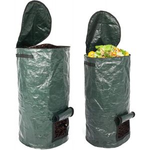 CHECARZHN--NO1-Lot De 2 Sacs De Compost Organiques De 34 Litres - Sacs De Compost Respectueux De L'Environnement Et Réutilisables En Polyéthylène - Sacs De Compost Pour La Cuisine, Le Jardin, La Cour - Neuf