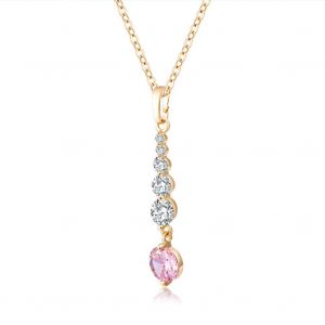 Collier Elegant Avec Pendentif En Strass Pour Femme, Accessoire De Bijouterie, Blanc Et Rose - Neuf