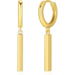 Kal-Boucles D'oreilles Créoles En Forme De Disque De Pièce D'or Pour Femmes, Bijoux De Boucles D'oreilles Petit Cercle Plaqué Or 18 Carats - Neuf