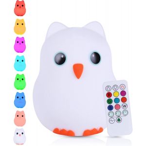 Kalanka-&reg; Veilleuse Hibou (Grande) - Avec Fonction De Tapotement Et T&eacute;l&eacute;commande - Lampe Led De Nuit Rechargeable - Cadeau De Naissance - Jouet - Chambre De B&eacute;b&eacute; - Lampe Enfant Premium - Neuf