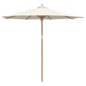 Parasol De Jardin Rond 270 X 260 Cm L&eacute;ger Durable Style Minimaliste Ambiance Chill En Bambou Cr&egrave;me Helloshop26 02_0058244 - Neuf
