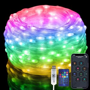 Kalanka-Guirlande Lumineuse 10m Connect&eacute;e App/T&eacute;l&eacute;commande - Rgb &Eacute;tanche Ip65 Pour Ext&eacute;rieur/Int&eacute;rieur | D&eacute;coration P&acirc;ques, Mariage Printanier, Nuit &Eacute;toil&eacute;e Jardin | Usb &Eacute;conome - Neuf