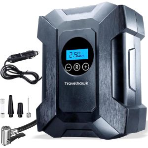 CHECARZHN--NO1-Compresseur 12 V - Pompe À Air Électrique Pour Pneus De Voiture Avec Manomètre Et Lampe De Poche - Compresseur D'Air Portable 100 Psi - Écran Led - Neuf