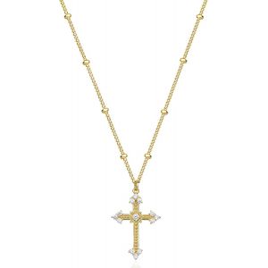 Kal-Chaîne Pour Femme En Or Avec Pendentif En Forme De Croix - Hypoallergénique - Plaqué Or 18 Carats - Bijou Fantaisie Pour Femmes Et Filles - Neuf
