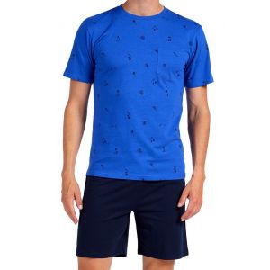 Pyjama Court Coton Pla Marine - Neuf