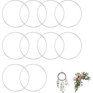 10 Pi&egrave;ces 15 CM Cercle Metal,Cercle Attrape Reve Argent,Cercle Metal pour Macram&eacute;,Cercle en Metal,Cercle M&eacute;tal Attrape R&ecirc;veAanneaux en m&eacute;tal pour bricoler d&eacute;coration &agrave; suspendre, fleurs - Neuf