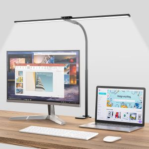 Subzonal-Lampe De Bureau Led Puissante, Dimmable Lampe Architecte &Agrave; Pince, 5 Modes De Couleur, Protection Yeux Lumi&egrave;re Bureau Tactile Contr&ocirc;le Pour Pc Travail, &Eacute;tude, Noir - Neuf