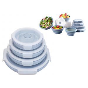 Ensemble De 4 Bo&icirc;tes De Conservation Pliables En Silicone Avec Couvercles - Neuf