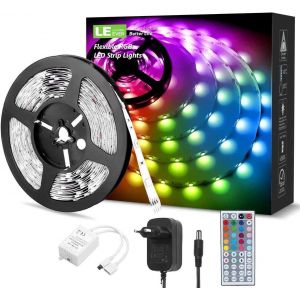 Ruban Led 5m Bande Led Chambre Rgb 5050 12v, Multicolore Led Strip Ip20 Adhésive 3m Améliorée Avec Télécommande Décoration D'armoire Pour Maison Chambre Cuisine - Neuf