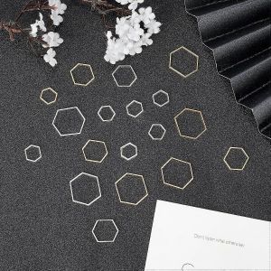 48 Anneaux Hexagonaux De 3 Tailles, Connecteurs En Laiton Pour Boucles D'oreilles, Breloques &Agrave; Sertir Ouvert, Id&eacute;ales Pour La Cr&eacute;ation De Boucles D'oreilles En R&eacute;sine Et Autres Loisirs Cr&eacute;atifs. - Neuf