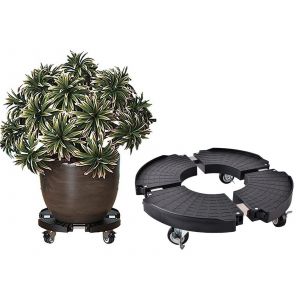 Support &Agrave; Roulettes R&eacute;glable Pour Pots De Fleurs - Neuf