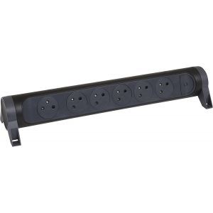 YTFHG-LEGRAND - Multiprise Rotative Avec Interrupteur à Voyant LED - 6 Prises Surface avec Terre - Livrée Sans Cordon/Sans Fiche - Noir et Gris Foncé - Neuf